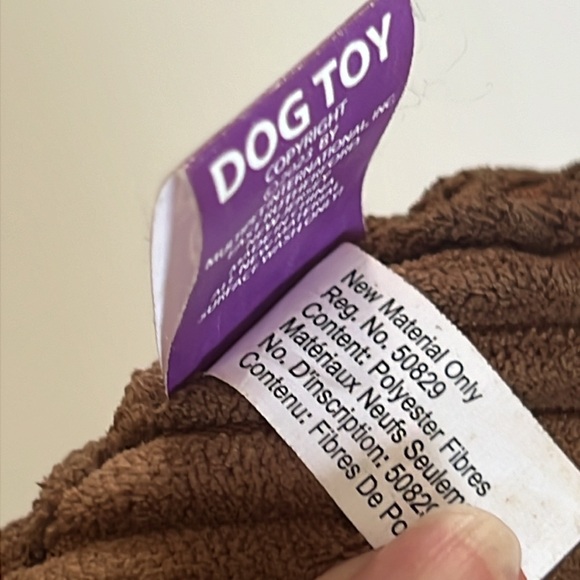 Multi-Pet Brown Corduroy Donkey  Disk Squeaky Dog Toy - Picture 4 of 4